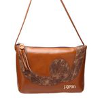 Bolsa transversal ou Tiracolo Feminina de Couro Cor Mel J.Gean.