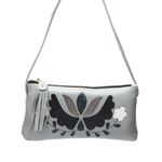 Bolsa transversal ou Tiracolo Feminina de Couro Cor Cinza J.Gean.