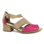 Sandália Feminina com salto material Couro cor fuschia J.gean cod. EJ0019