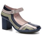 Sapato Feminino Em Couro Salto Alto Dark Blue J.gean