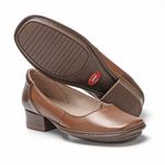 Sapato Boneca Salto Baixo Em Couro Chocolate Dual Comfort J.gean