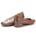 Sapato Boneca Salto Baixo Em Couro Chocolate Dual Comfort J.gean