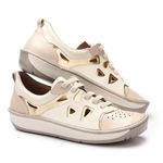 Tênis Feminino Wave em Couro cor Ouro J.Gean.