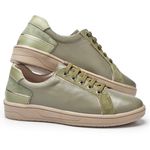 Tênis MADRID Feminino em Couro Legítimo Cor Olive J.Gean 
