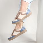 Tênis MADRID Feminino em Couro Legítimo Cor Natural J.Gean 