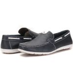 Mocassim Masculino Em Couro Azul Marinho Caribe Kéffor