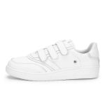 Tênis Casual Feminino de Couro Branco Calce Fácil Cristal