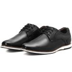 Sapato Oxford Casual Em Couro Preto Brogue Confortável Play