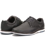 Sapato Oxford Casual Em Couro Cinza Brogue Confortável Play