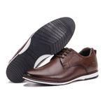 Sapato De Couro Oxford Masculino Marrom Calce Fácil Play