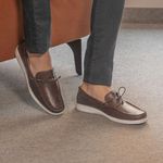 Mocassim Loafer Santorini Masculino em Couro - Café