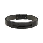 Pulseira Cruz Laroche de Couro Masculina - Preto