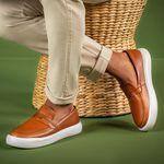 Slip On Cell Masculino em Couro - Whisky