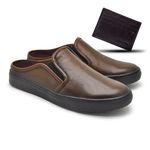 Mule Masculino Stratus Marrom em Couro + Brinde Porta Cartão