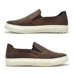 Slip On Yate Masculino Connect em Couro - Chocolate + Brinde Porta Cartão