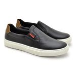 Slip On Iate Masculino Connect em Couro - Preto + Brinde Porta Cartão