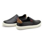 Slip On Iate Masculino Connect em Couro - Preto + Brinde Porta Cartão