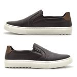 Slip On Iate Masculino Connect em Couro - Café + Brinde Porta Cartão