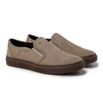 Slip On Yate Masculino Connect em Couro - Bege E L + Brinde Porta Cartão