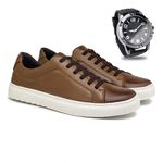 Sapatenis Masculino Laroche Connect em Couro - Conhaque E L