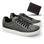 Sapatenis Casual Masculino Stratus em Couro - Silver + Brinde Porta Cartão