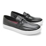 Slip On Loafer Stratus em Couro - Preto + Brinde Porta Cartão