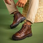 Bota em Couro Masculina Vacanza - Chocolate/Café/Whisky