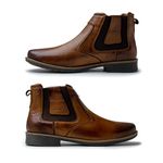 Bota Chelsea Montana em Couro - Brown