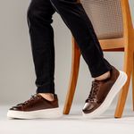 Sapatenis Casual Masculino Laroche Toquio em Couro - Café