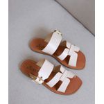 Rasteira H Off White Couro 