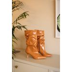 Bota Feminina Cano Médio Slouchy Caramelo Verniz 