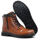Bota Coturno 6017 em couro Pull up Whisky Liso 