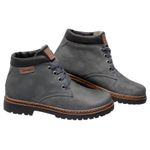 Bota Coturno em couro Mega Boots 6018 Cinza-Preto