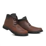 Bota Coturno 6018 em Couro Crazy Horse Havana-Cafe Fosco 