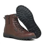 Bota Coturno Mega Boots 6016 em Couro Latego Chocolate-Cafe Liso 
