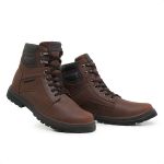 Bota Coturno Mega Boots 6019 em Couro Crazy Horse Havana-Cafe Fosco 