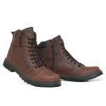 Bota Coturno Mega Boots 6016 em Couro Crazy Horse Havana Fosco