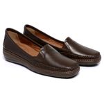 MOCASSIM EM COURO FEMININO BROWN