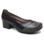 Sapato Celeste Salto Baixo Couro Legítimo