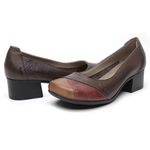 Sapato Celeste Salto Baixo Couro Legítimo