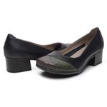 Sapato Celeste Salto Baixo Couro Legítimo