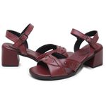 Sandália Feminina Napa Burgundy Com Detalhe Em Pedras Frontais