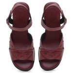 Sandália Feminina Napa Burgundy Com Detalhe Em Pedras Frontais