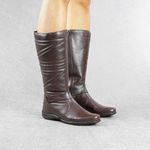 Bota Feminina Cano Médio Rasteira Couro Legítimo