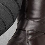 Bota Feminina Cano Médio Rasteira Couro Legítimo