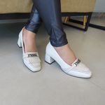 Sapato Alice Salto Bloco Croco Couro Legítimo