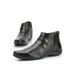 Bota Cano Curto Ref 1093 Preto Couro Legítimo