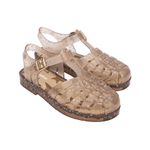 Mini Melissa Sandália Possession Shiny Elements - Bege Glitter