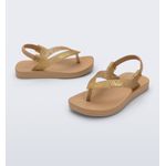 Mini Melissa Sandália Sun Long Beach Baby - Bege Glitter 