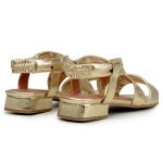 SANDALIA ITRECCIATA EM COURO LEGITIMO DOURADA